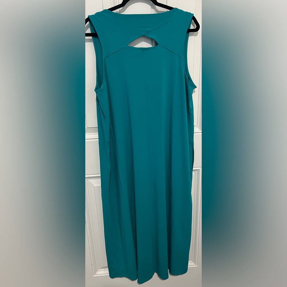 J. Jill Wearever Collection Maxi Dress Stretch Teal Sz Large Petite Flowy NWT! - Picture 13 of 14